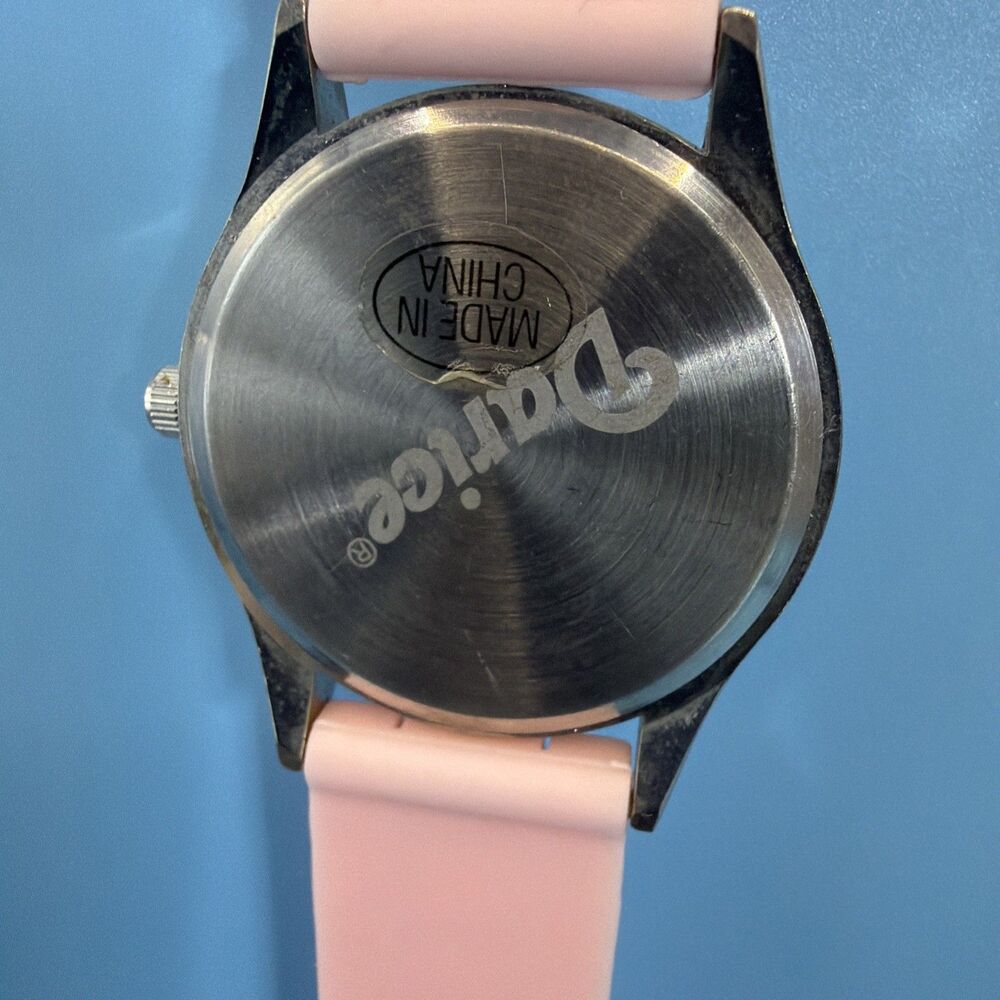 Darice Women's Quartz Watch Silver Tone Cryal Bezel Pink Silicone Band - Picture 3 of 5